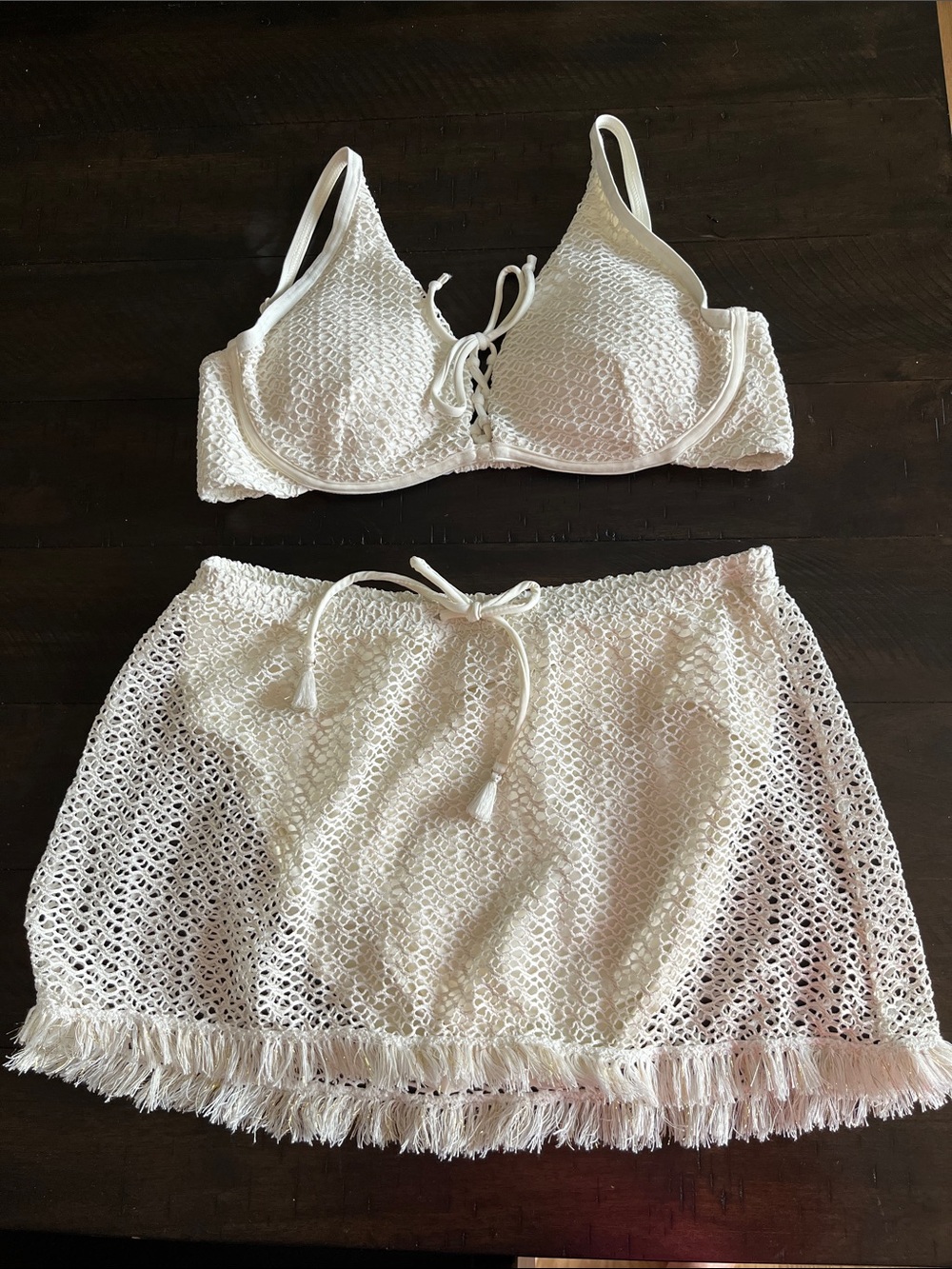 Coco Reef White Crochet Bikini Top and Skirt